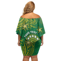 Personalised Cook Islands Family Matching Off Shoulder Short Dress and Hawaiian Shirt Hibiscus Polynesian Tribal Pattern DT05 - Polynesian Pride