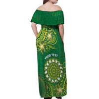 Personalised Cook Islands Off Shoulder Maxi Dress Hibiscus Polynesian Tribal Pattern