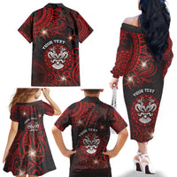 Personalised Easter Island Family Matching Off The Shoulder Long Sleeve Dress and Hawaiian Shirt Hibiscus Polynesian Tribal Pattern DT05 - Polynesian Pride