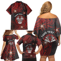 Personalised Easter Island Family Matching Off Shoulder Short Dress and Hawaiian Shirt Hibiscus Polynesian Tribal Pattern DT05 - Polynesian Pride
