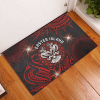 Easter Island Rubber Doormat Hibiscus Polynesian Tribal Pattern