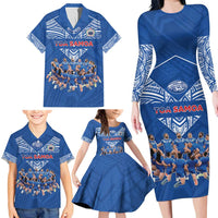 Toa Samoa Family Matching Long Sleeve Bodycon Dress and Hawaiian Shirt Samoan Warrior Spirit Rugby DT05 - Polynesian Pride