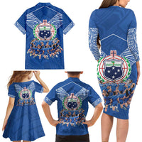 Toa Samoa Family Matching Long Sleeve Bodycon Dress and Hawaiian Shirt Samoan Warrior Spirit Rugby DT05 - Polynesian Pride