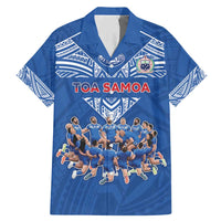 Toa Samoa Family Matching Mermaid Dress and Hawaiian Shirt Samoan Warrior Spirit Rugby DT05 Dad's Shirt - Short Sleeve Blue - Polynesian Pride