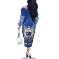 Toa Samoa Family Matching Off The Shoulder Long Sleeve Dress and Hawaiian Shirt Samoan Warrior Spirit Rugby DT05 - Polynesian Pride