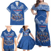 Toa Samoa Family Matching Off Shoulder Maxi Dress and Hawaiian Shirt Samoan Warrior Spirit Rugby DT05 - Polynesian Pride
