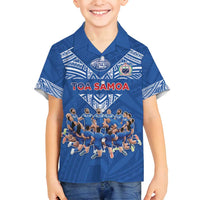 Toa Samoa Family Matching Summer Maxi Dress and Hawaiian Shirt Samoan Warrior Spirit Rugby DT05 Son's Shirt Blue - Polynesian Pride