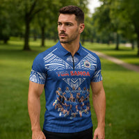 Toa Samoa Zipper Polo Shirt Samoan Warrior Spirit Rugby - Polynesian Pride
