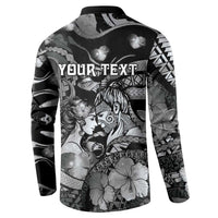 Personalised Maori Romantic Valentine Button Sweatshirt The Hongi Kiss Black Galaxy