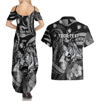 Personalised Maori Romantic Valentine Couples Matching Summer Maxi Dress and Hawaiian Shirt The Hongi Kiss Black Galaxy DT05 - Polynesian Pride