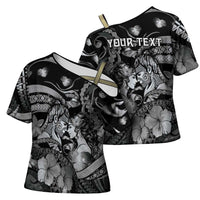 Personalised Maori Romantic Valentine Cross Shoulder Shirt The Hongi Kiss Black Galaxy