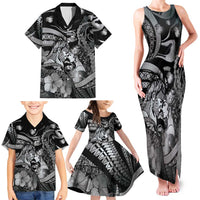 Personalised Maori Romantic Valentine Family Matching Tank Maxi Dress and Hawaiian Shirt The Hongi Kiss Black Galaxy DT05 - Polynesian Pride