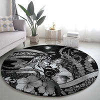 Maori Romantic Valentine Round Carpet The Hongi Kiss Black Galaxy