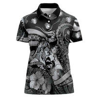Personalised Maori Romantic Valentine Women Polo Shirt The Hongi Kiss Black Galaxy DT05 Female Black - Polynesian Pride