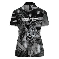 Personalised Maori Romantic Valentine Women Polo Shirt The Hongi Kiss Black Galaxy DT05 - Polynesian Pride