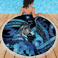 Maori Romantic Valentine Beach Blanket The Hongi Kiss Blue Galaxy