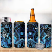 Personalised Maori Romantic Valentine 4 in 1 Can Cooler Tumbler The Hongi Kiss Blue Galaxy DT05 - Polynesian Pride
