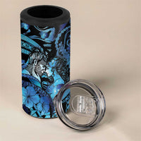 Personalised Maori Romantic Valentine 4 in 1 Can Cooler Tumbler The Hongi Kiss Blue Galaxy DT05 - Polynesian Pride