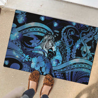 Maori Romantic Valentine Rubber Doormat The Hongi Kiss Blue Galaxy