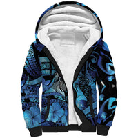 Personalised Maori Romantic Valentine Sherpa Hoodie The Hongi Kiss Blue Galaxy DT05 Unisex Blue - Polynesian Pride