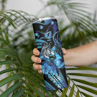 Personalised Maori Romantic Valentine Skinny Tumbler The Hongi Kiss Blue Galaxy DT05 - Polynesian Pride