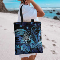 Maori Romantic Valentine Tote Bag The Hongi Kiss Blue Galaxy