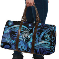 Maori Romantic Valentine Travel Bag The Hongi Kiss Blue Galaxy