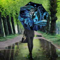 Maori Romantic Valentine Umbrella The Hongi Kiss Blue Galaxy