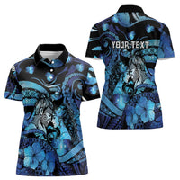 Personalised Maori Romantic Valentine Women Polo Shirt The Hongi Kiss Blue Galaxy DT05 - Polynesian Pride