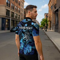 Personalised Maori Romantic Valentine Zipper Polo Shirt The Hongi Kiss Blue Galaxy DT05 - Polynesian Pride