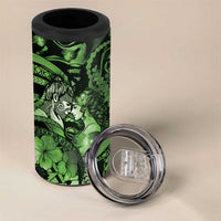 Personalised Maori Romantic Valentine 4 in 1 Can Cooler Tumbler The Hongi Kiss Green Galaxy DT05 - Polynesian Pride