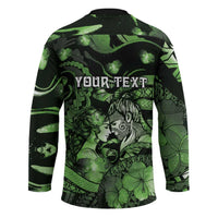 Personalised Maori Romantic Valentine Hockey Jersey The Hongi Kiss Green Galaxy DT05 - Polynesian Pride