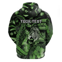 Personalised Maori Romantic Valentine Hoodie The Hongi Kiss Green Galaxy DT05 - Polynesian Pride