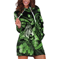 Personalised Maori Romantic Valentine Hoodie Dress The Hongi Kiss Green Galaxy DT05 Green - Polynesian Pride