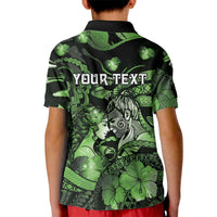 Personalised Maori Romantic Valentine Kid Polo Shirt The Hongi Kiss Green Galaxy DT05 - Polynesian Pride