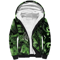 Personalised Maori Romantic Valentine Sherpa Hoodie The Hongi Kiss Green Galaxy DT05 Unisex Green - Polynesian Pride