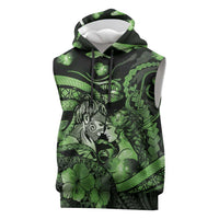 Personalised Maori Romantic Valentine Sleeveless Hoodie The Hongi Kiss Green Galaxy DT05 Green - Polynesian Pride