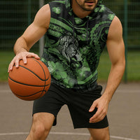 Personalised Maori Romantic Valentine Sleeveless Hoodie The Hongi Kiss Green Galaxy DT05 - Polynesian Pride