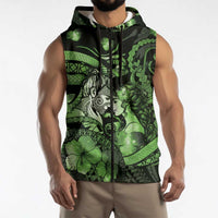 Personalised Maori Romantic Valentine Sleeveless Zip Hoodie The Hongi Kiss Green Galaxy DT05 - Polynesian Pride