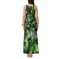 Personalised Maori Romantic Valentine Tank Maxi Dress The Hongi Kiss Green Galaxy DT05 - Polynesian Pride
