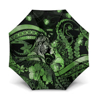Maori Romantic Valentine Umbrella The Hongi Kiss Green Galaxy
