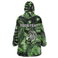 Personalised Maori Romantic Valentine Wearable Blanket Hoodie The Hongi Kiss Green Galaxy DT05 - Polynesian Pride