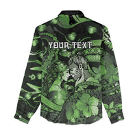 Personalised Maori Romantic Valentine Women Casual Shirt The Hongi Kiss Green Galaxy DT05 - Polynesian Pride