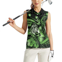 Personalised Maori Romantic Valentine Women Sleeveless Polo Shirt The Hongi Kiss Green Galaxy DT05 - Polynesian Pride