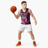 Personalised Maori Romantic Valentine Basketball Jersey The Hongi Kiss Pink Galaxy DT05 - Polynesian Pride