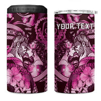 Personalised Maori Romantic Valentine 4 in 1 Can Cooler Tumbler The Hongi Kiss Pink Galaxy DT05 One Size: 16 oz Pink - Polynesian Pride