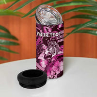 Personalised Maori Romantic Valentine 4 in 1 Can Cooler Tumbler The Hongi Kiss Pink Galaxy DT05 - Polynesian Pride
