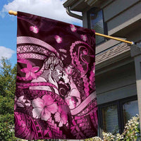 Maori Romantic Valentine Garden Flag The Hongi Kiss Pink Galaxy