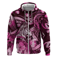 Personalised Maori Romantic Valentine Hoodie The Hongi Kiss Pink Galaxy