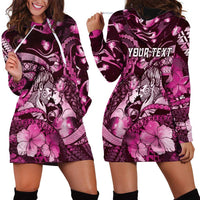 Personalised Maori Romantic Valentine Hoodie Dress The Hongi Kiss Pink Galaxy DT05 - Polynesian Pride